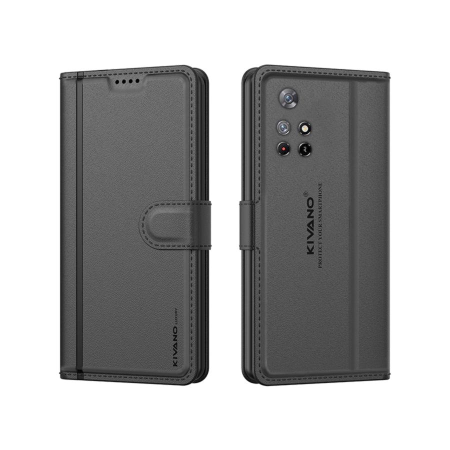 Leather Wallet Case for Xiaomi Redmi Note 11T 5G / Poco M4 Pro 5G ?Stylish Flip Folio Cover with Card Holder, Stand,-KIVANO LUXE - Aibex